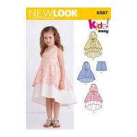 New Look Girls Easy Sewing Pattern 6387 Double Layer Hem Dresses & Shorts