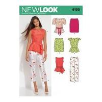 New Look Ladies Sewing Pattern 6130 Peplum Tops, Skirt, Trousers & Belt