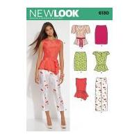 new look ladies sewing pattern 6130 peplum tops skirt trousers belt