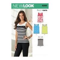 New Look Ladies Easy Sewing Pattern 6285 Stretch Knit Vest Tops