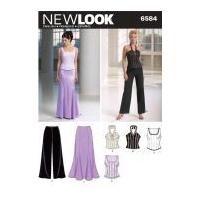 new look ladies sewing pattern 6584 corset tops skirt wide leg pants