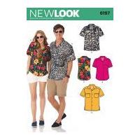 New Look Ladies & Men's Sewing Pattern 6197 Short & Sleeveless Shirts