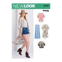 New Look Ladies Easy Sewing Pattern 6378 Kimono Drape Jacket Tops