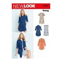 new look ladies easy sewing pattern 6449 shirt dress knit dress