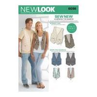 New Look Ladies & Men's Easy Learn to Sew Sewing Pattern 6036 Waistcoats