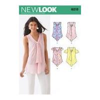 New Look Ladies Sewing Pattern 6213 Asymmetric Hemline Tops