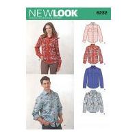 New Look Ladies & Men's Sewing Pattern 6232 Classic Long Sleeve Shirts