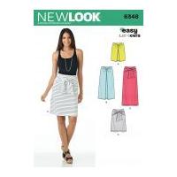 New Look Ladies Easy Sewing Pattern 6348 Front Tie Jersey Knit Skirts