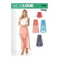 New Look Ladies Easy Sewing Pattern 6350 Double Layer Skirts, Shorts & Pants