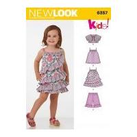 New Look Girls Sewing Pattern 6357 Frilled Dress, Top, Pants & Bolero