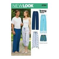 New Look Ladies & Men's Easy Sewing Pattern 6764 Casual Pants & Shorts
