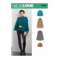 New Look Ladies Sewing Pattern 6396 Cape Coats