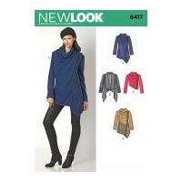 new look ladies sewing pattern 6417 draped asymmetric cowl jackets