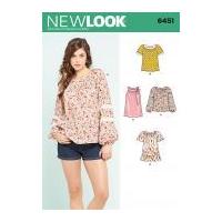 New Look Ladies Sewing Pattern 6451 Blouse with Length & Sleeve Variations