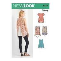 New Look Ladies Easy Sewing Pattern 6376 Crossover Back T Shirt Tops