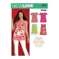 New Look Ladies Easy Sewing Pattern 6871 Summer Tops & Blouses