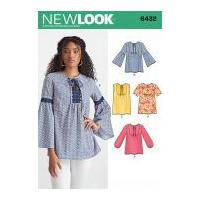 New Look Ladies Sewing Pattern 6432 Blouse Tops in 4 Styles