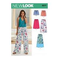 New Look Ladies Easy Sewing Pattern 6271 Drawstring Skirts, Shorts & Pants