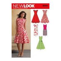 new look ladies sewing pattern 6094 fitted flared pleated dresses