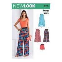 New Look Ladies Easy Sewing Pattern 6381 Jersey Knit Skirts, Trousers & Shorts