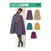 new look ladies sewing pattern 6073 capes with collar or hood