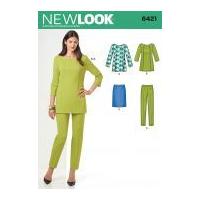 new look ladies sewing pattern 6421 skinny pants skirt tunic tops