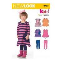 New Look Girls Easy Sewing Pattern 6423 Jersey Knit Dresses & Leggings