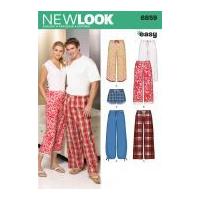 New Look Ladies & Men's Easy Sewing Pattern 6859 Pyjama Bottoms Pants & Shorts