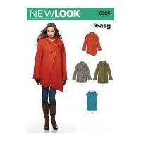 New Look Ladies Sewing Pattern 6325 Asymmetric Casual Coats