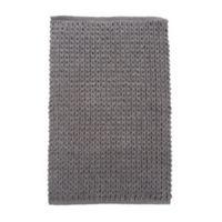 Nevis Grey Knitted Cotton Anti-Slip Backing Bath Mat (L)80cm (W)500mm