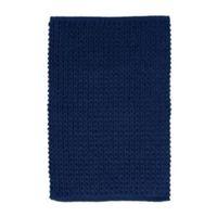 nevis navy knitted cotton bath mat l80cm w500mm