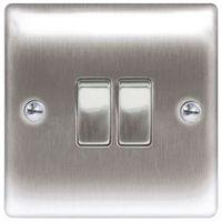 Nexus 10A 2-Way Stainless Steel Double Switch