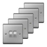 Nexus 10A 2-Way Steel Effect Light Switch Pack of 5