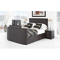 New York Leather TV Bed, Superking, White Leather, Toshiba 32\
