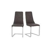 Nevada Pair of Grey Faux Leather Dining Chairs