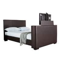 Newark Faux Leather TV Bed in Brown Double