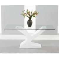 Newton 180cm White High Gloss and Glass Dining Table