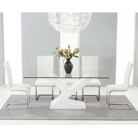 Newton 180cm White High Gloss and Glass Dining Table with Madison Chairs