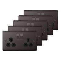 nexus 13a black nickel effect double socket pack of 5