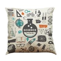 New Fashion Diverse Special Mathematical Chemical Formula Elements Linen Printed Throw Pillow Covers Pillowcases Cushion Decorative for Children Playr