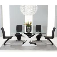 nevada 180cm black and white high gloss and glass dining table with ha ...