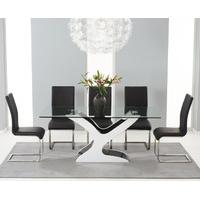 Nevada 180cm Black and White High Gloss and Glass Dining Table with Malaga Chairs