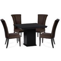 Nero Black Square Marble Dining Table with Alpine Chairs