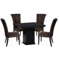 nero black square marble dining table with alpine chairs