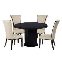 Nero Black Octagonal Marble Dining Table with Alpine Chairs