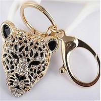 New Metal Keychain Diamond Leopard Head Pendant Bag Accessories Automotive Key Ring Clothing Accessories