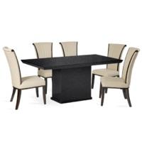 Nero 160cm Black Marble Dining Table with Alpine Chairs