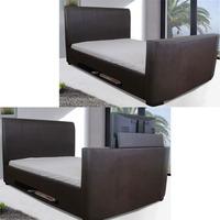 new york modern leather double bed with tv mount