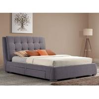 Newport Modern Fabric Bed In Grey With 4 Drawers