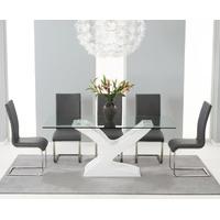 nevada 180cm white high gloss and glass dining table with charcoal mal ...